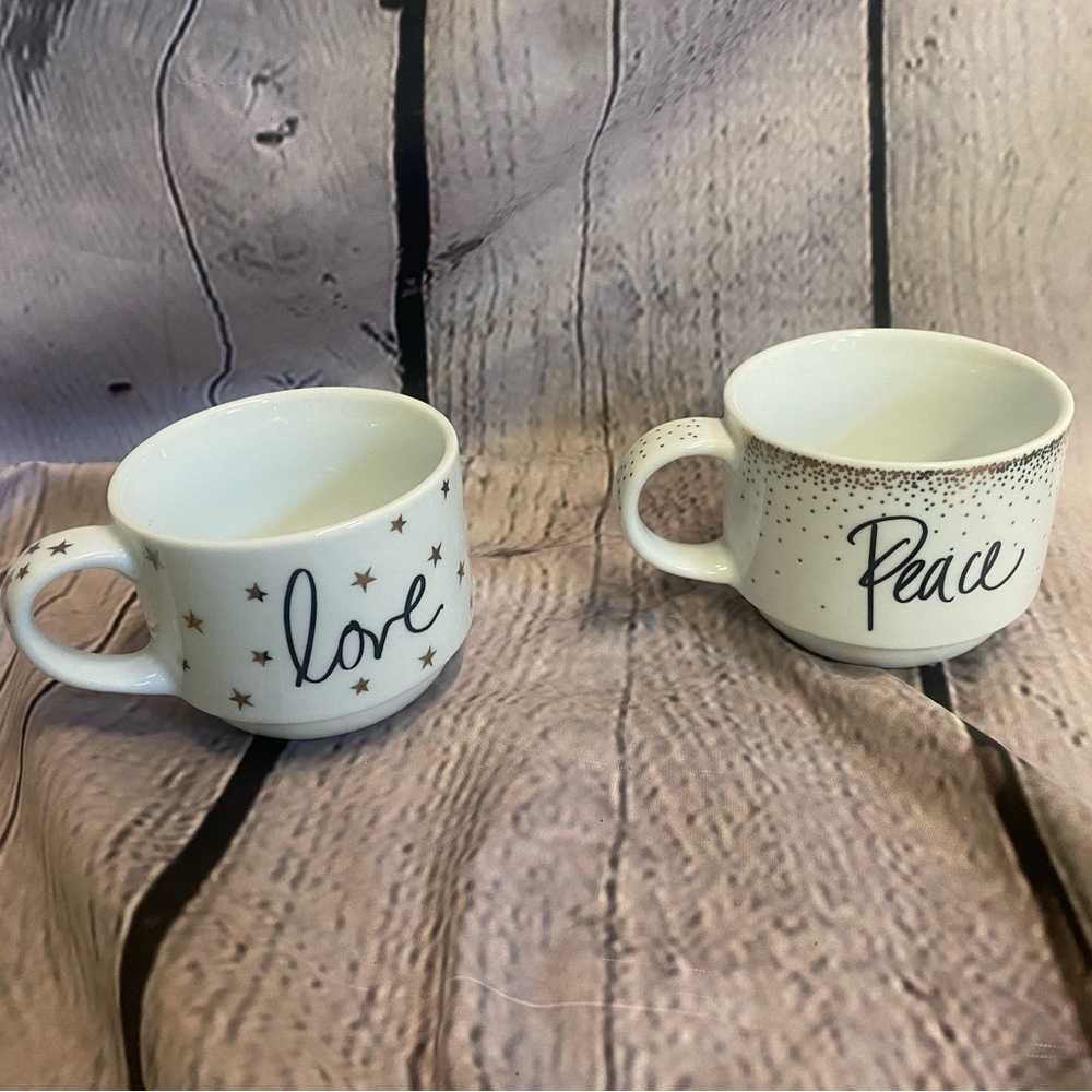 5/$20 Pier 1 Imports‎ Holiday Sentiment Stackable Mugs Set of 2 Replacement Cups